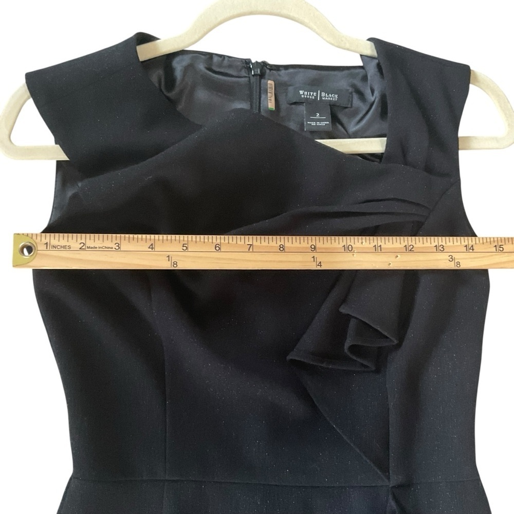 White House Black Market Black Sleeveless Ruffle Sheath Dress Size 2 - Picture 9 of 9